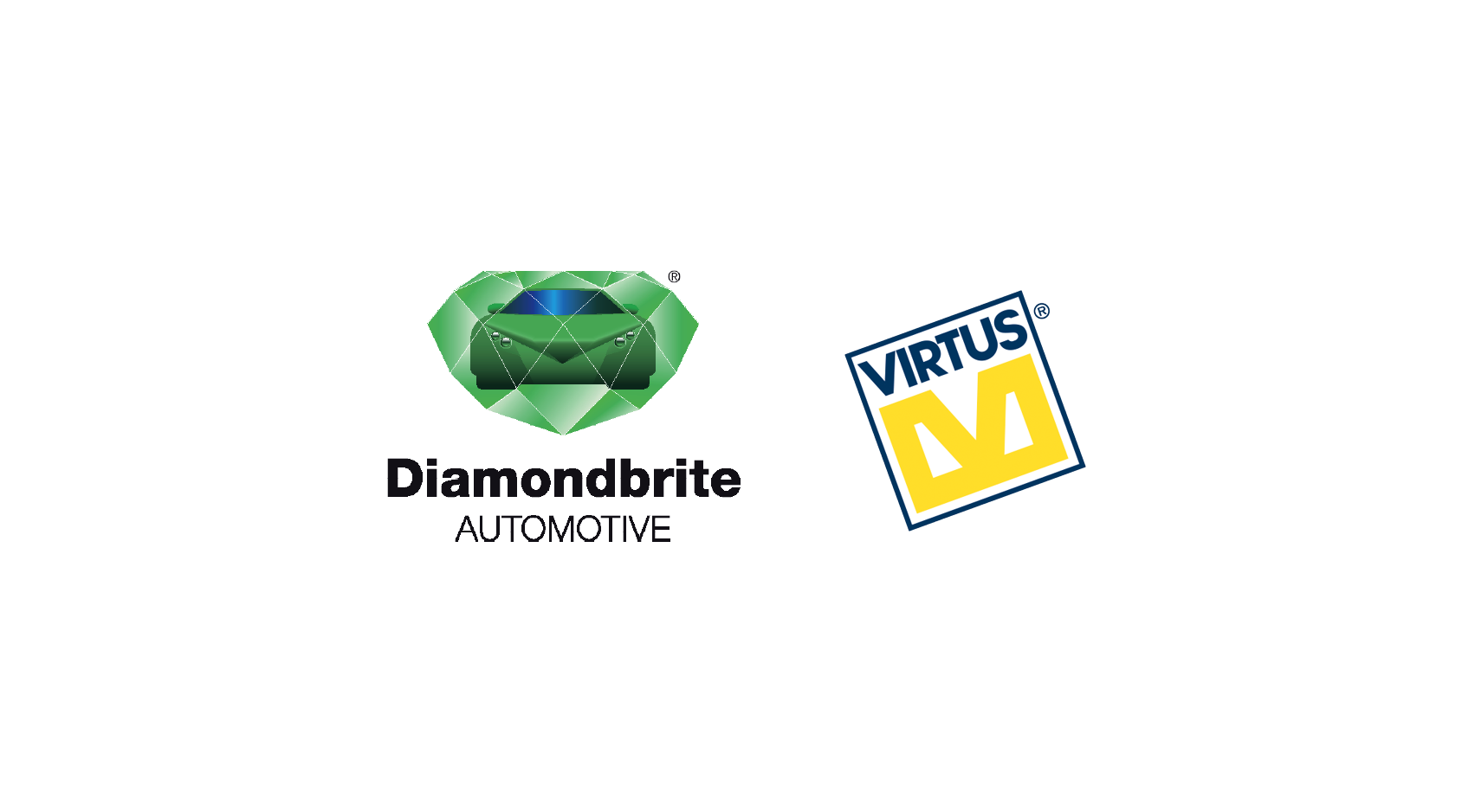 Diamondbrite automotive ja Virtus logo